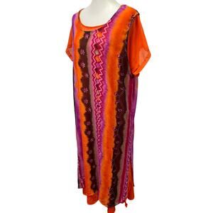 Kirpa Womens 1X Polyester Double Layer Sheer Long Shealth Dress Made In India